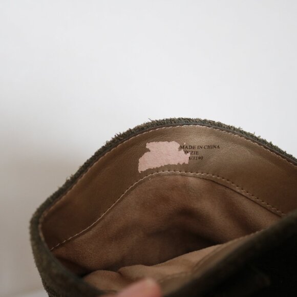 Adrienne Vittadini Fonzie Olive Western Suede Heeled Booties Size 8.5 - Picture 14 of 15